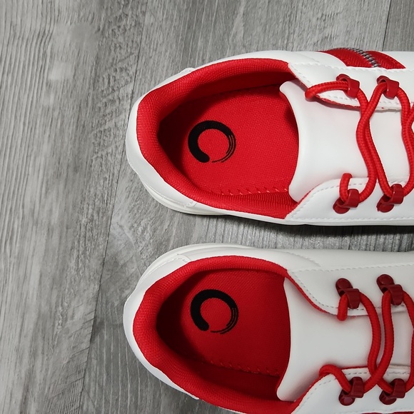 Journee Arden White and Red Sneakers with Silver Zipper Sides Womens Size 8 - Picture 2 of 11